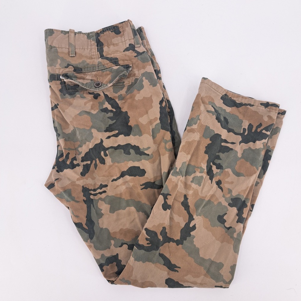 Levis Camo Chino Pants Mens 32x30 Cotton Blend Green Brown Straight Leg Utility